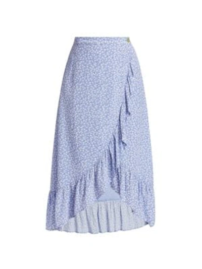 Shop Rails Nova Midi Wrap Skirt In Sky Blue Daisies