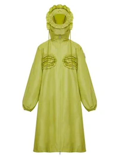 Shop Moncler Genius 4 Moncler Simone Rocha Agatea Ruffle Raincoat In Pastel Green