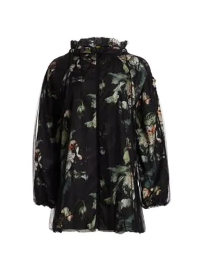 Shop Moncler Genius 4 Moncler Simone Rocha Floral Tulle Ruffle Jacket In Black