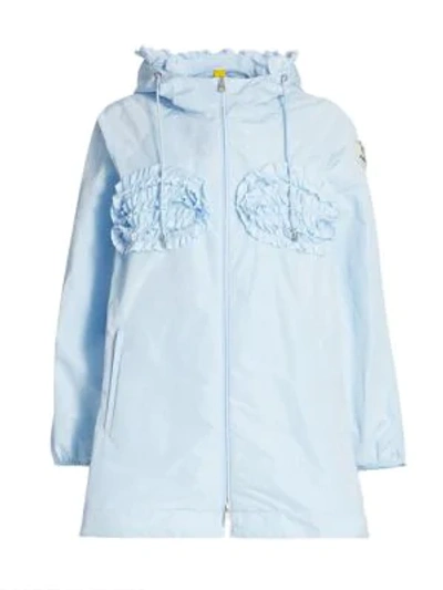 Shop Moncler Genius 4 Moncler Simone Rocha Nervilia Ruffle Babydoll Jacket In Pastel Blue