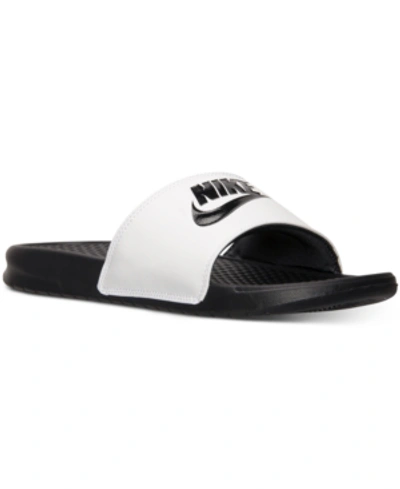 Shop Nike Men's Benassi Jdi Slide Sandals From Finish Line In White, Black