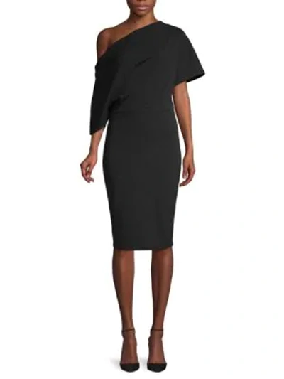 Shop Alexia Admor Women's Asymmetric Draped-sleeve Sheath Dress In Black