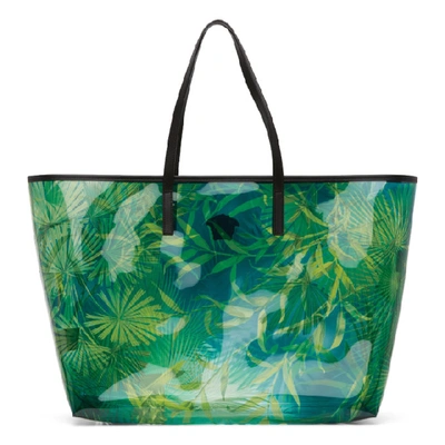 Shop Versace Green Pvc Jungle Tote In Dv8jt Green