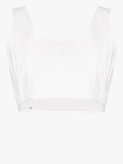 Shop Markoo Pleated Crop Top In White