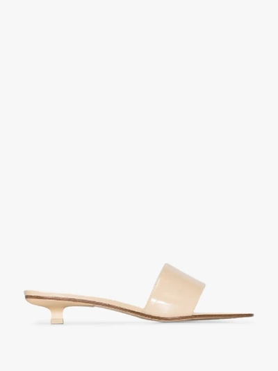 Shop By Far Beige Ceni 30 Leather Mules In Neutrals