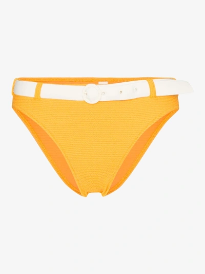 Shop Solid & Striped Rachel Belted Bikini Bottoms In Orange