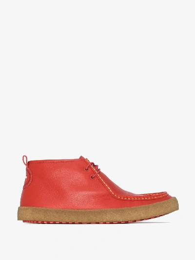 Camper X Pop Trading Company Sella Naza Leather Desert Boots In Red |  ModeSens