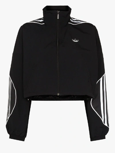 Shop Adidas Originals Reflective Cropped Track Jacket In Black