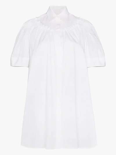 Shop Shushu-tong Ruffled Cotton Shirt Dress In White