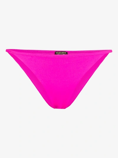 Shop Versace Low Rise Bikini Bottoms In Pink