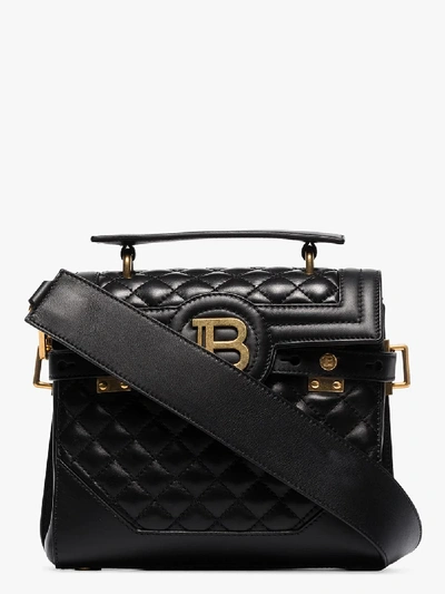 Shop Balmain Black B-buzz 23 Quilted Leather Shoulder Bag