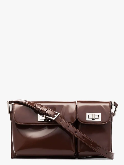 Shop By Far Brown Billy Patent Leather Shoulder Bag