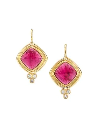 Shop Temple St Clair Women's Classic Collina 18k Yellow Gold, Rubellite & Diamond Drop Earrings