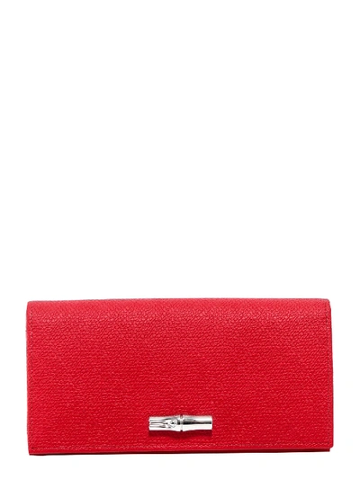Shop Longchamp Roseau Wallet In Red