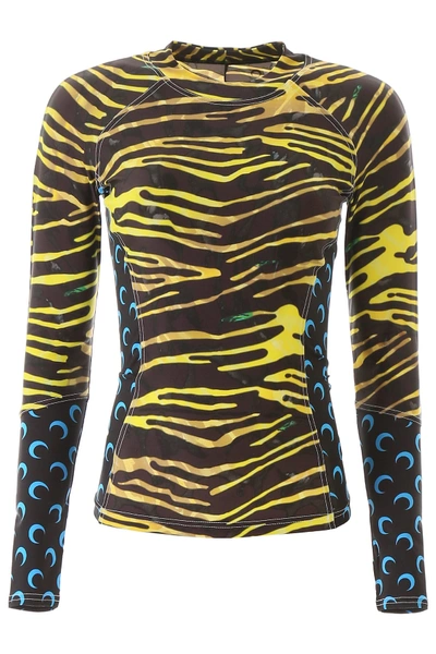 Shop Marine Serre Multi Cut Jersey T-shirt In Amphibian Zebra Aom Blue (black)