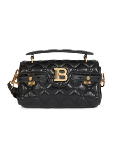 Shop Balmain Women's B-buzz Quilted Leather Baguette In Black