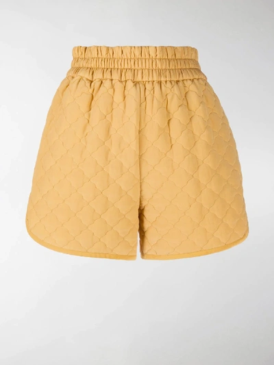 Shop Fendi Diamond Quilted Shorts In Yellow