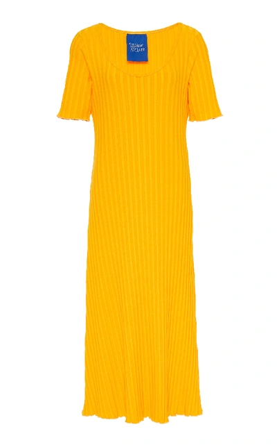 Shop Simon Miller Andros Ribbed Midi Dress In Yellow