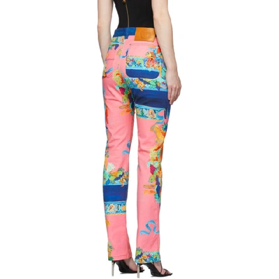 Shop Versace Multicolor Caravaggio Print Jeans In A7000 Multi