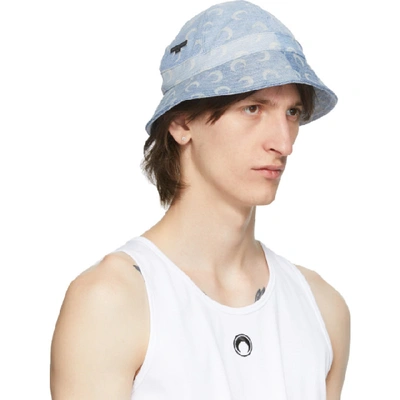 Shop Marine Serre Blue Upcycled Denim Mooned Bob Hat In 10 Blue