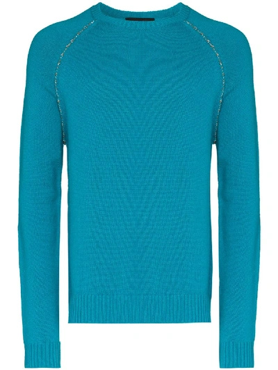 Shop Alanui Embroidered Elbow Patch Jumper In Green