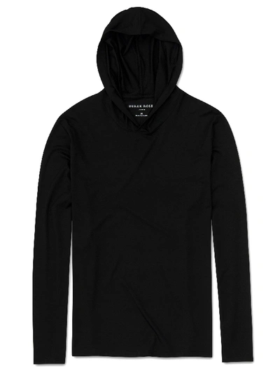 Shop Derek Rose Men's Pullover Hoodie Basel Micro Modal Stretch Black