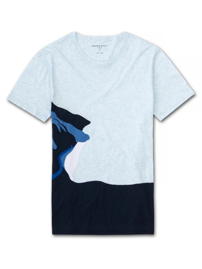 Shop Derek Rose Men's Short Sleeve T-shirt Ripley 2 Pima Cotton Blue
