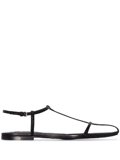 Shop Jil Sander Caged Flat Sandals In Black