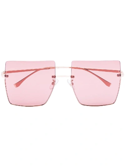 Shop Fendi Square-frame Sunglasses In Metallic