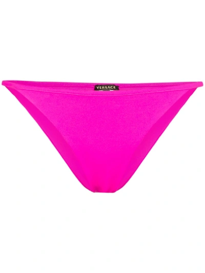 Shop Versace Low-rise Bikini Bottoms In Pink