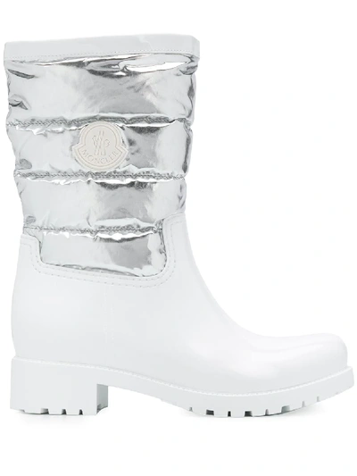 Shop Moncler Padded Detail 40mm Rain-boots In Silver