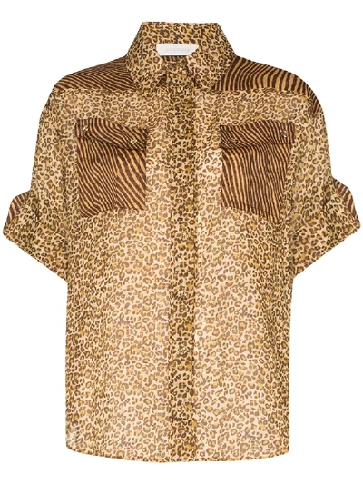 Shop Zimmermann Leopard Print Shirt In Brown