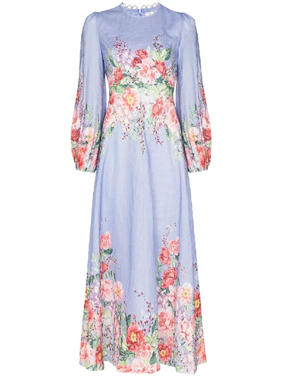 Shop Zimmermann Bellitude Floral-print Dress In Blue