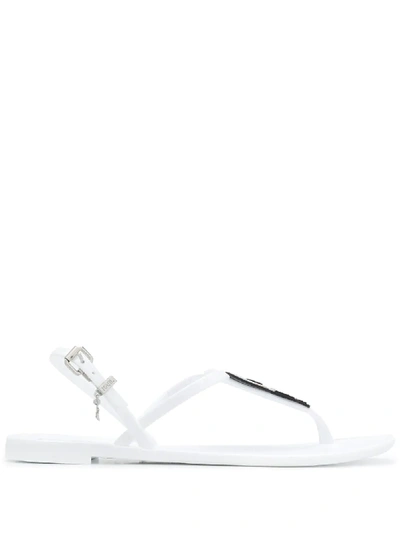 Shop Karl Lagerfeld Karl Icon Flat Sandals In White