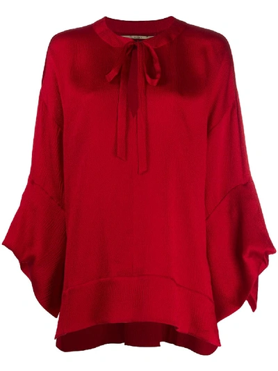 Shop Roland Mouret Oversized Pussy Bow Blouse In Red