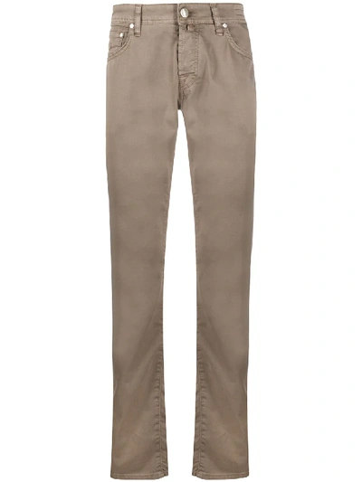 Shop Jacob Cohen Straight Leg Trousers In Brown