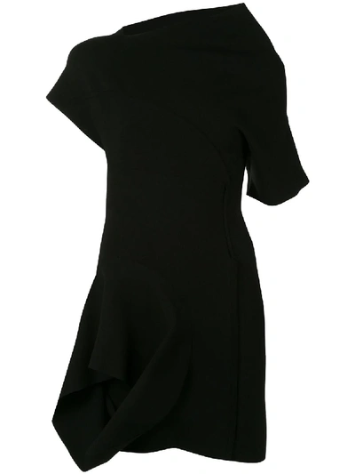 Shop Rick Owens Asymmetric Draped Mini Dress In Black