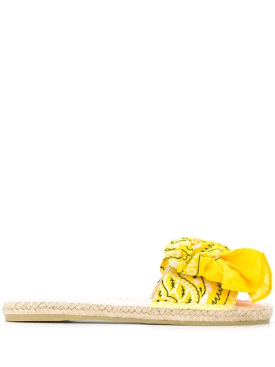 Shop Manebi Bandana-print Bow Sandals In Yellow