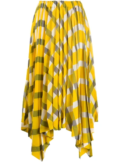 Shop Issey Miyake Pleated Asymmetric Skirt In Yellow
