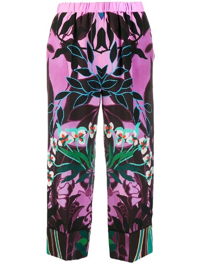 Shop Valentino Mirrored Orchid Print Culottes In Pink