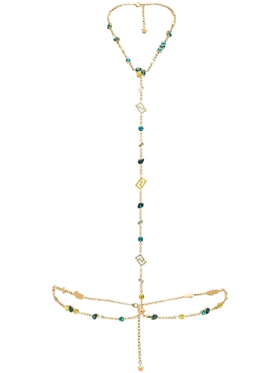 Shop Versace Crystal Embellished Necklace/body Belt In Gold