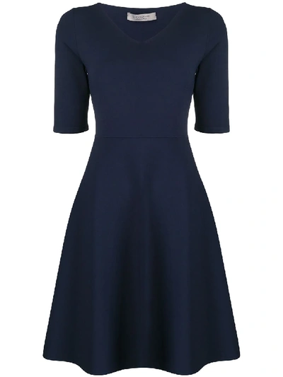 Shop D-exterior Half-sleeve Flared Dress In Blue
