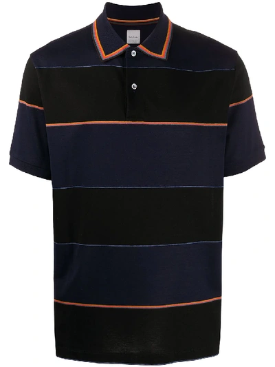 Shop Paul Smith Striped Boxy Polo Shirt In Black