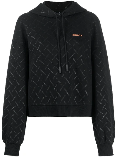 Marcelo Burlon County Of Milan All-over Logo Print Hoodie In Black
