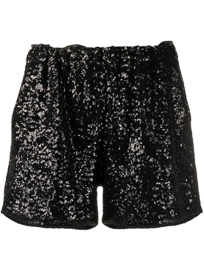 Shop In The Mood For Love Rosana Sequined Tulle Shorts In Black