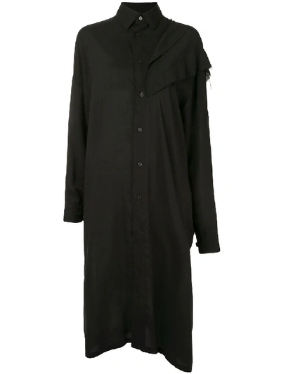 Shop Yohji Yamamoto Asymmetrical Long Ruffled Shirt In Black