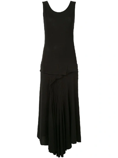 Shop Yohji Yamamoto Asymmetrical Sleeveless Dress In Black