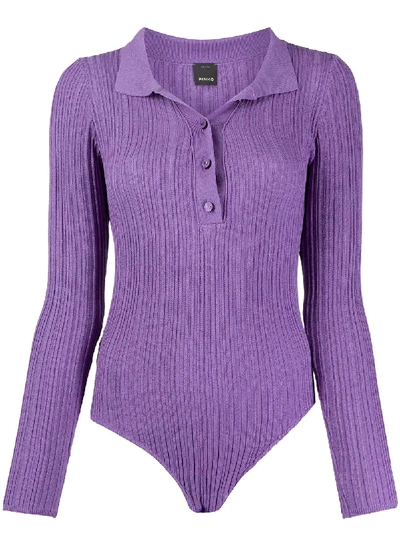 Shop Pinko Knitted Polo Body In Purple