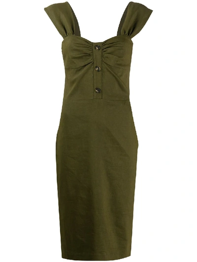 Shop Pinko Sleeveless Midi Dress In Green