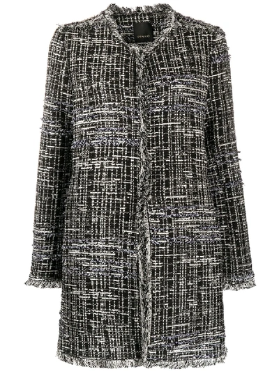 Shop Pinko Collarless Tweed Coat In Black